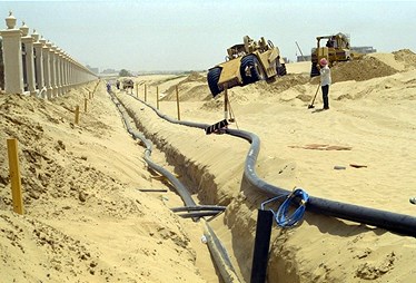 Pipe laying in progress
