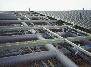Black PE Vacuum pipe visible in roof prior to cladding