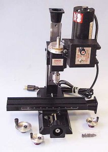 The cnc-ready package on this Model 5400 mill includes stepper motor mounts on the X, Y and Z axes ready for the installation of your stepper motors and computer control.